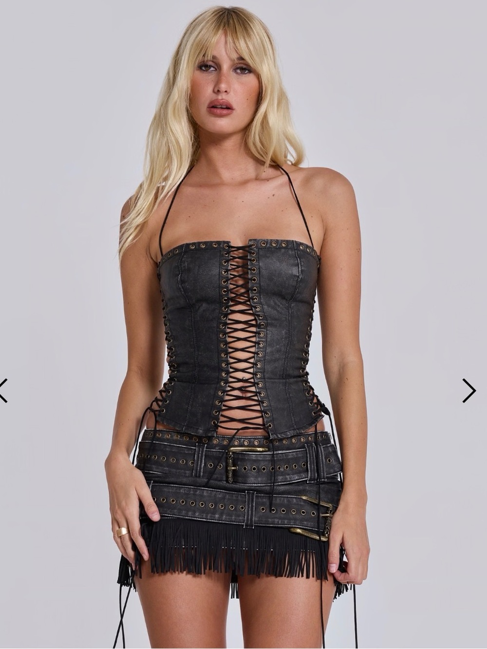 Jaded London Odile Faux Leather & Suede Mini Skirt